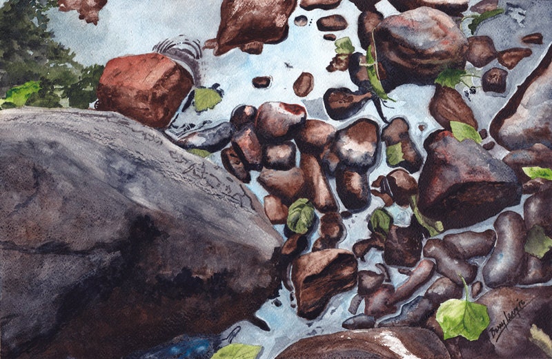 Stones in Water, Rocks, Wet, Pattern, Shapes, Landscape, 13