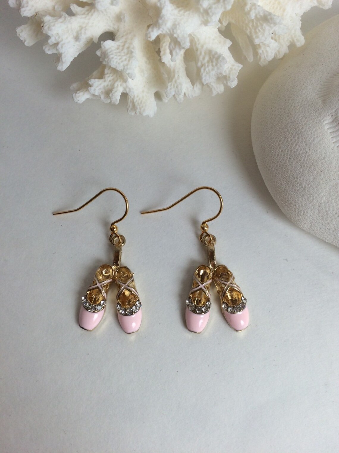 Pink ballet slipper earrings Etsy