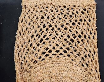 Goudkleurige crèmekleurige mesh boodschappentas