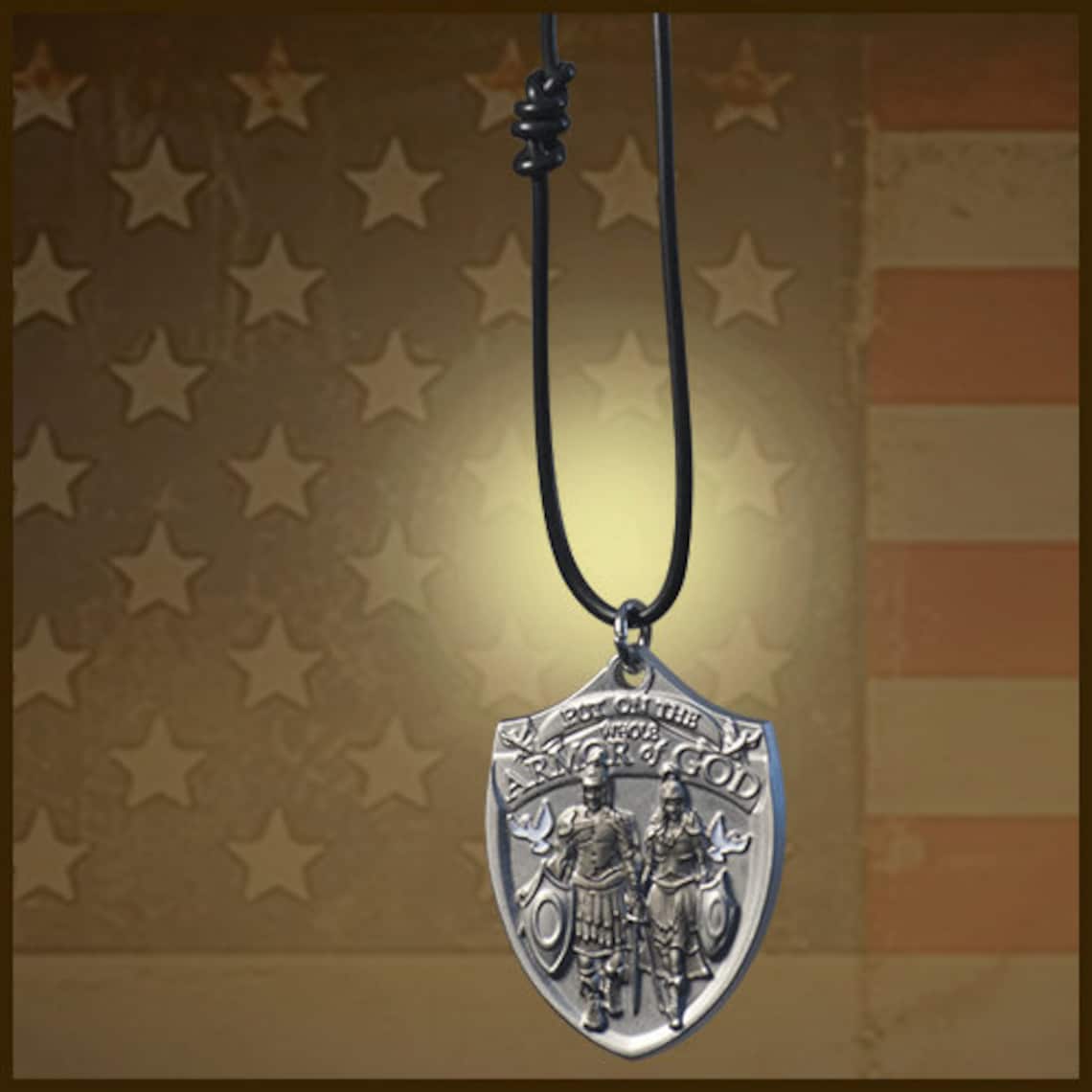 Armor of God Dog Tag With Black Cord Etsy