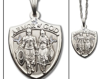 Whole Armor of God Shield Pendant (Silver) Necklace