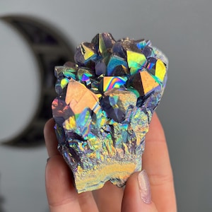 Rainbow Aura Amethyst, Colorful Crystal Geode Cluster, Pink Purple Blue Stone, Crown Chakra, Witchy Unicorn Vibes, Magical Gift
