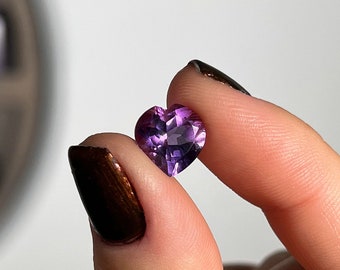 Gem Amethyst Faceted Hearts, AAA Quality, Gemmy Purple Stone Hearts for Jewelry Making