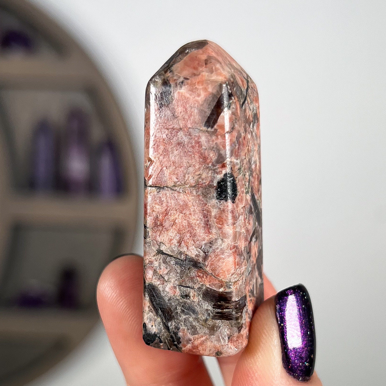 Red Dragon Euphoralite Tower: Black Tourmaline, Feldspar & Quartz