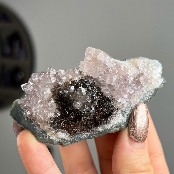 Rare Glittery Calcite Amethyst Geothite Cluster from Uruguay