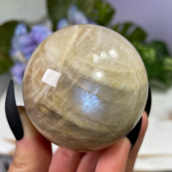 Extra Flashy Sunstone Moonstone Sphere With Stand