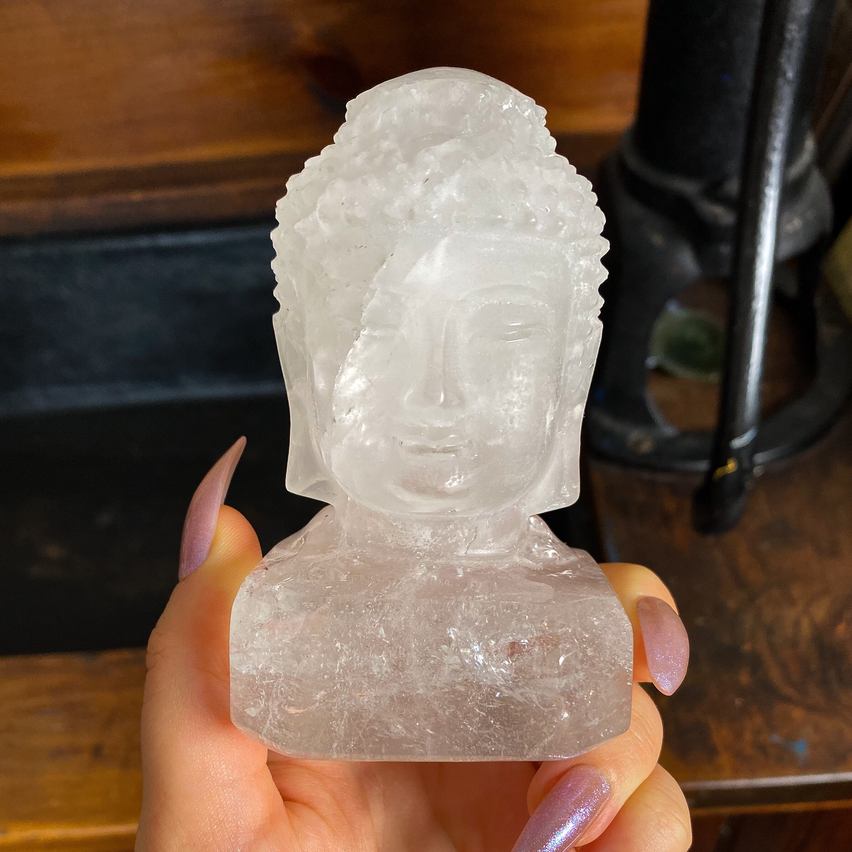 Clear Quartz Buddha Statue, Spiritual Decor