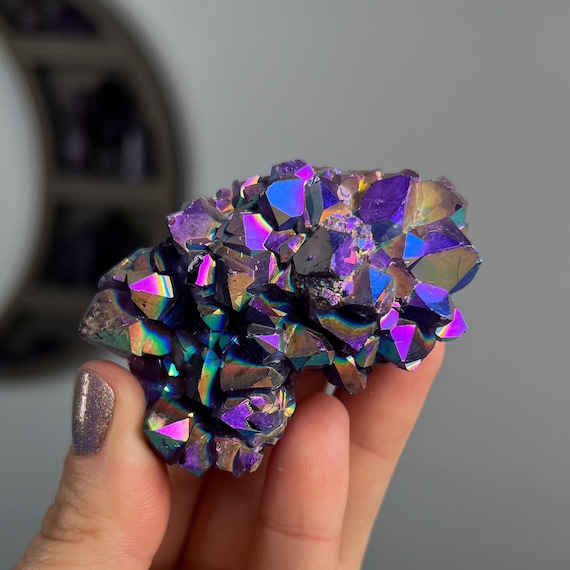 Rainbow Aura Amethyst Cluster