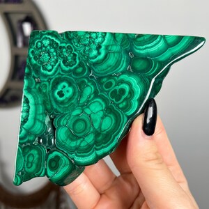 Polished Malachite Slab Part Raw, Money Prosperity Love Stone