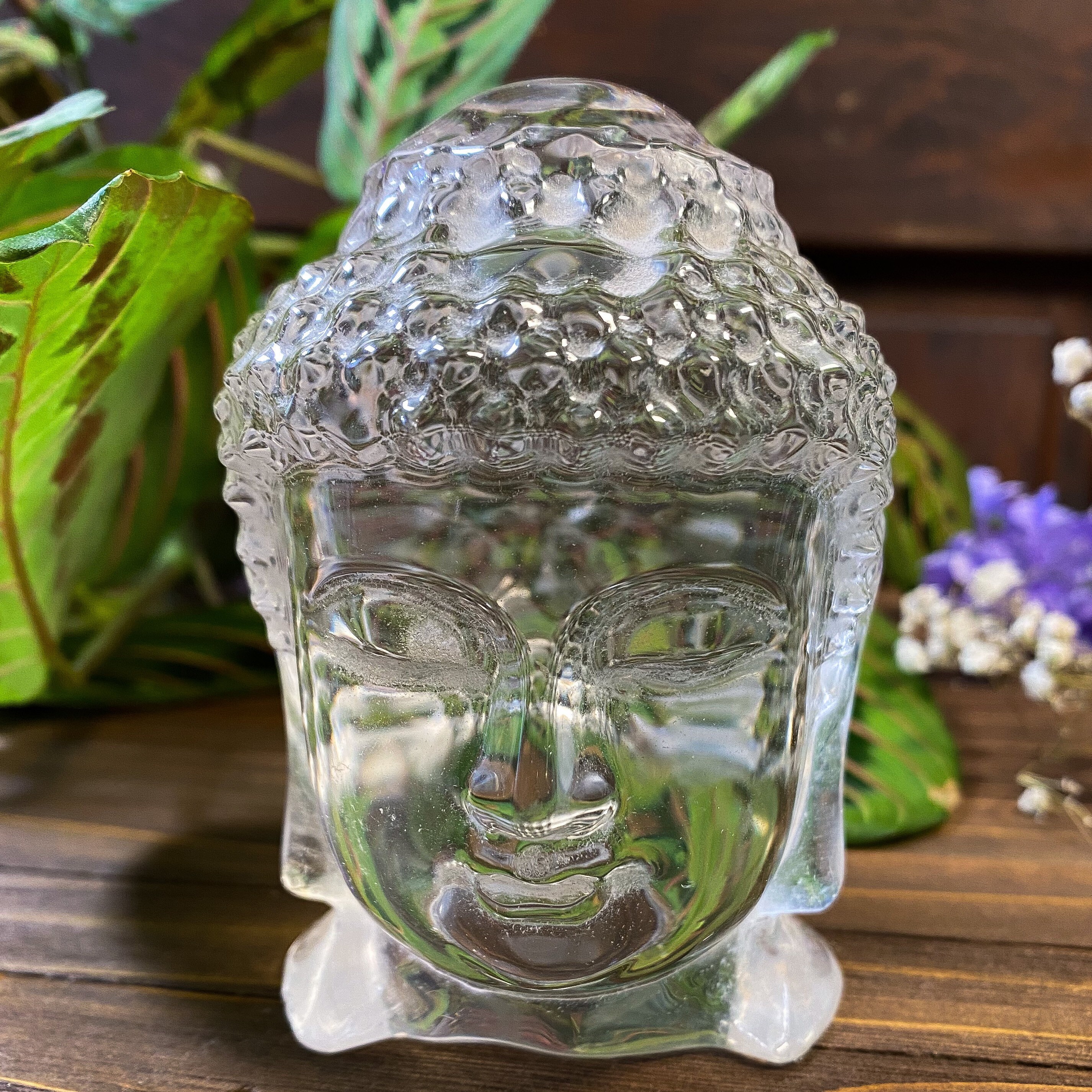 Glass Buddha Head Statue
