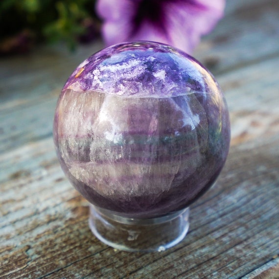 Silky fluorite  Crystal Sphere With Stand