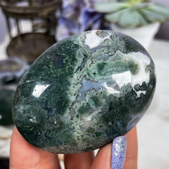 You Choose Heavy Moss Agate Palm Stones