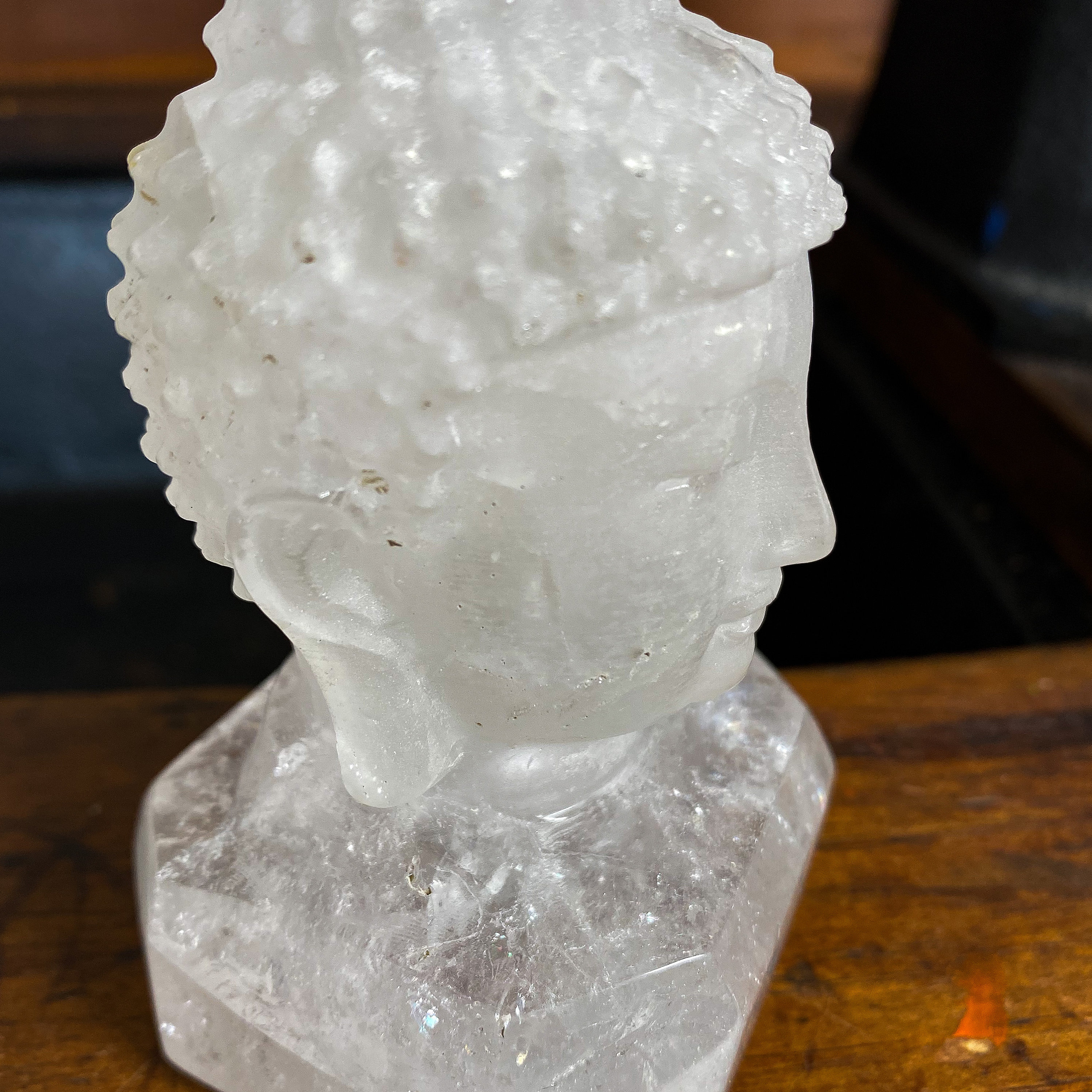 Clear Quartz Buddha Statue, Spiritual Decor