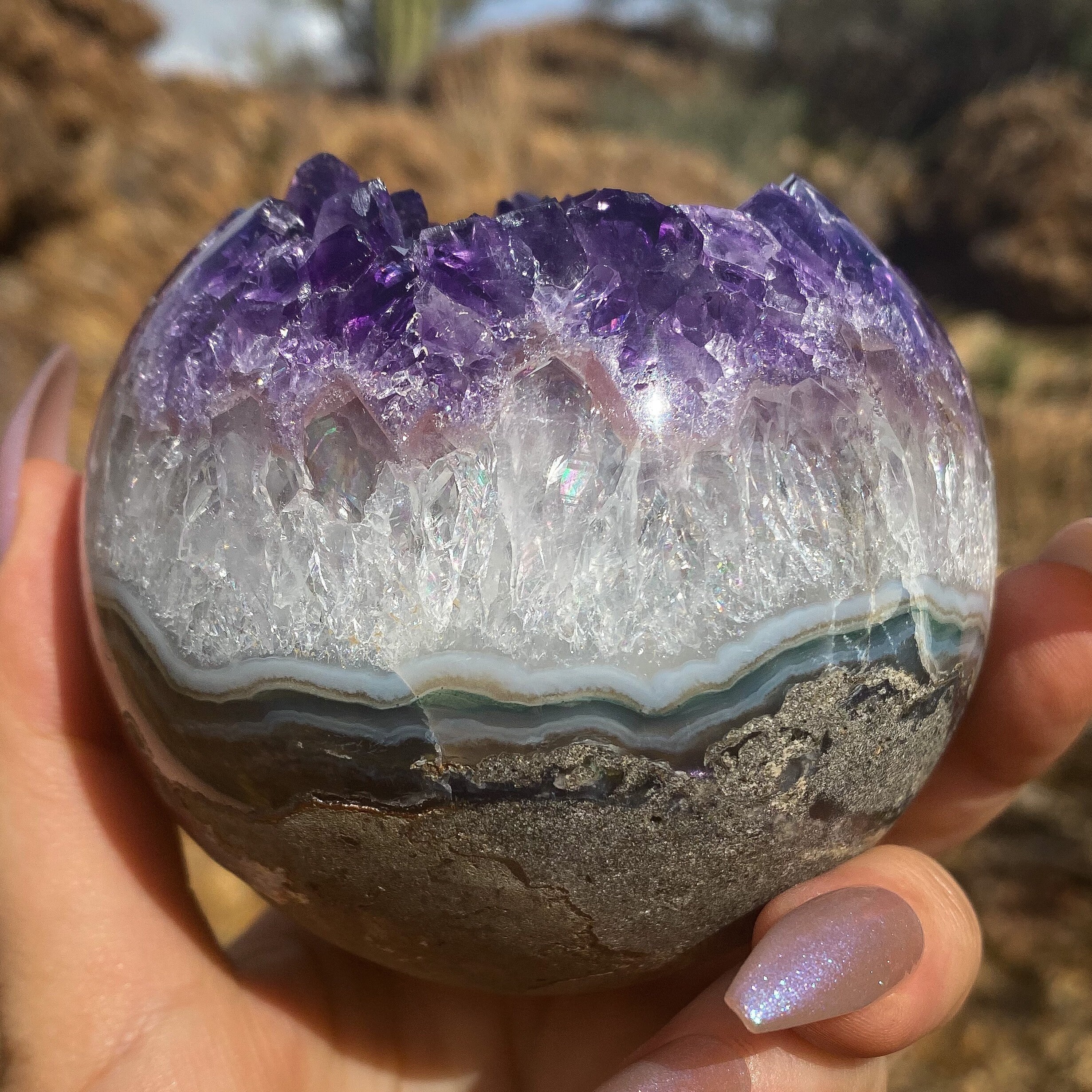 amethyst flower agate sphere amethyst flower agate sphere