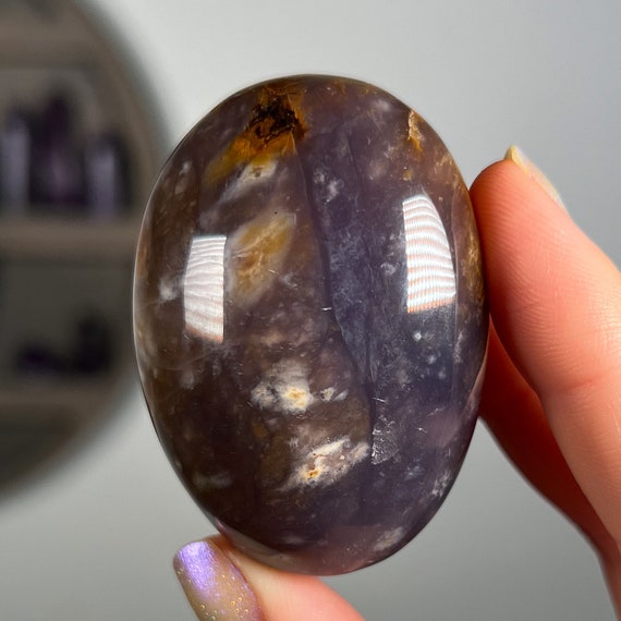 Purple Chalcedony Palm Stone