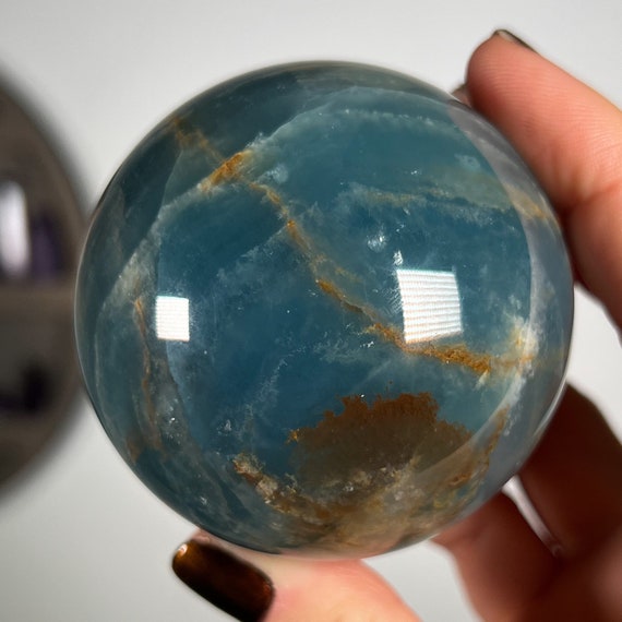 Blue Striped Calcite Sphere
