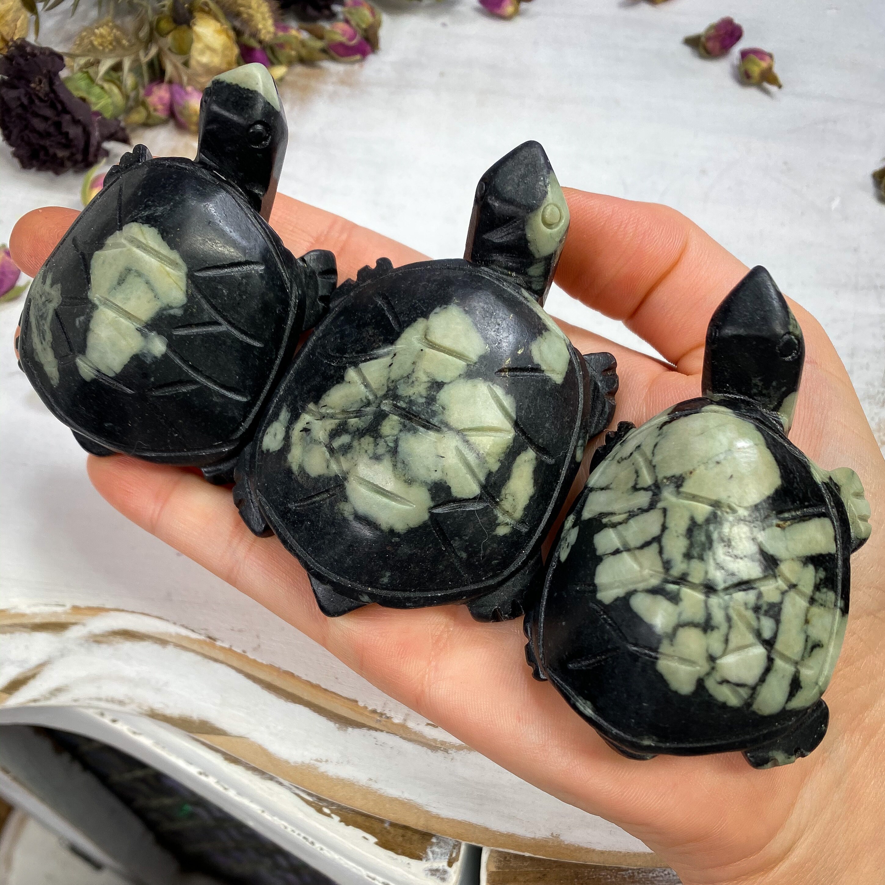 You Choose Peony Stone Turtle, Turtle Figurine