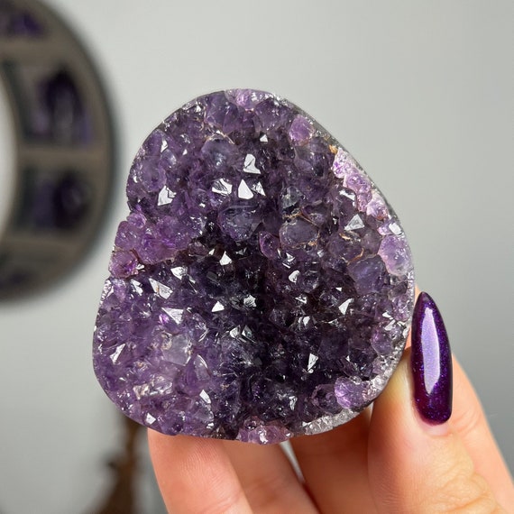 Gemmy Purple Amethyst Geode Jasper Palm Stone