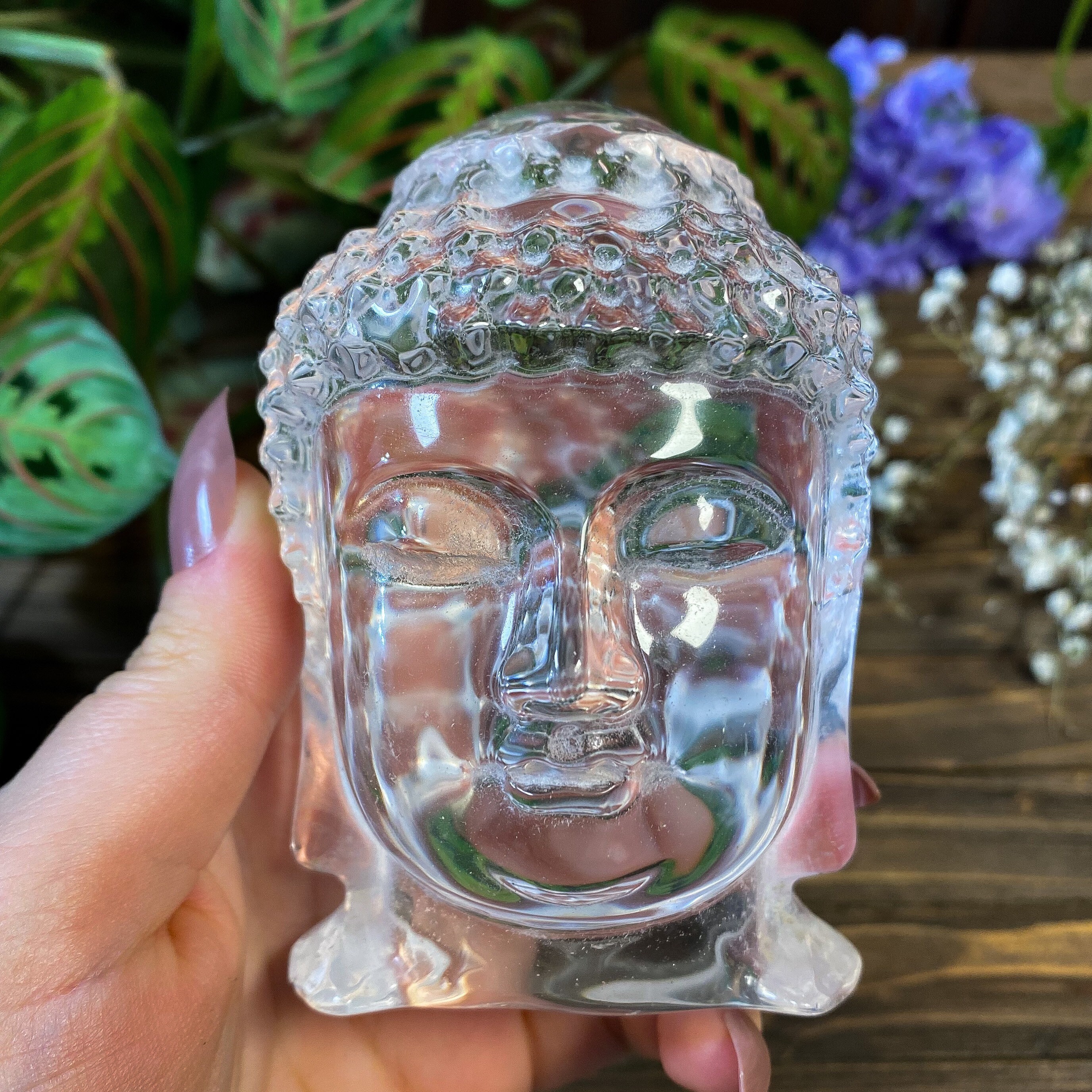 Glass Buddha Head Statue
