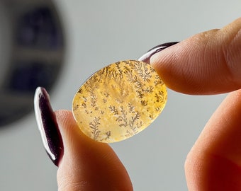 Rare Dendrites in Golden Healer Quartz Cabochon Crystal Pendant, Yellow Hematoid, Gem Grade