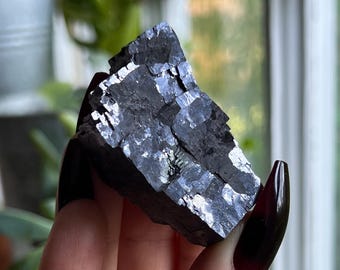 Raw Galena Specimen, Silver Rough Cubic Crystal, Metallic Mineral, Metaphysical Gift