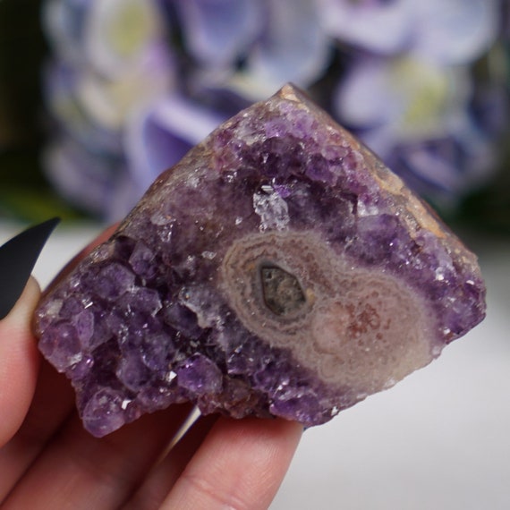 Pink Purple Amethyst Jasper Eye Standing Cluster From Uruguay