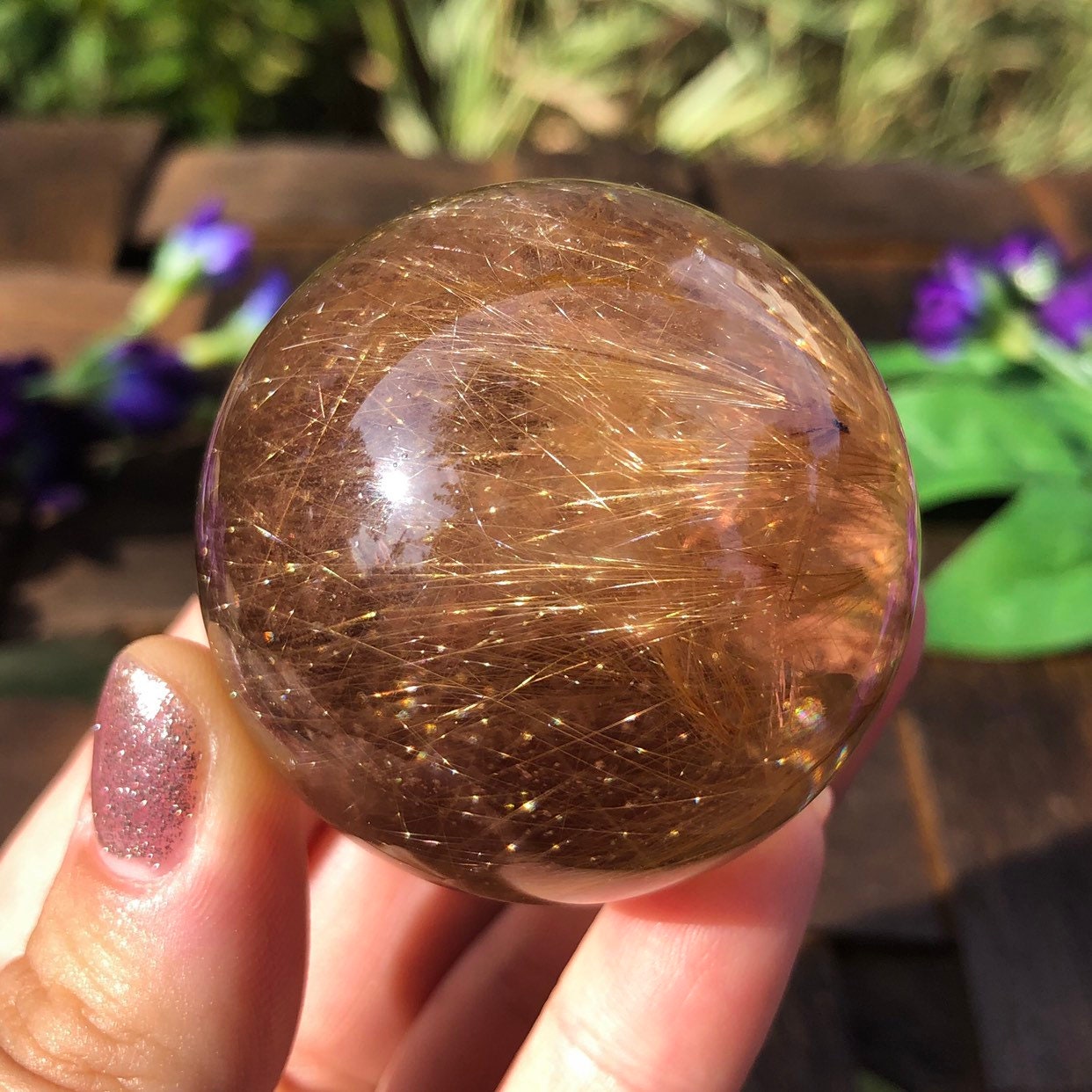 Rutilated Quartz Sphere