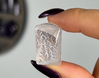 Rare Dendrites in Quartz Cabochon Crystal Pendant, Gem Grade