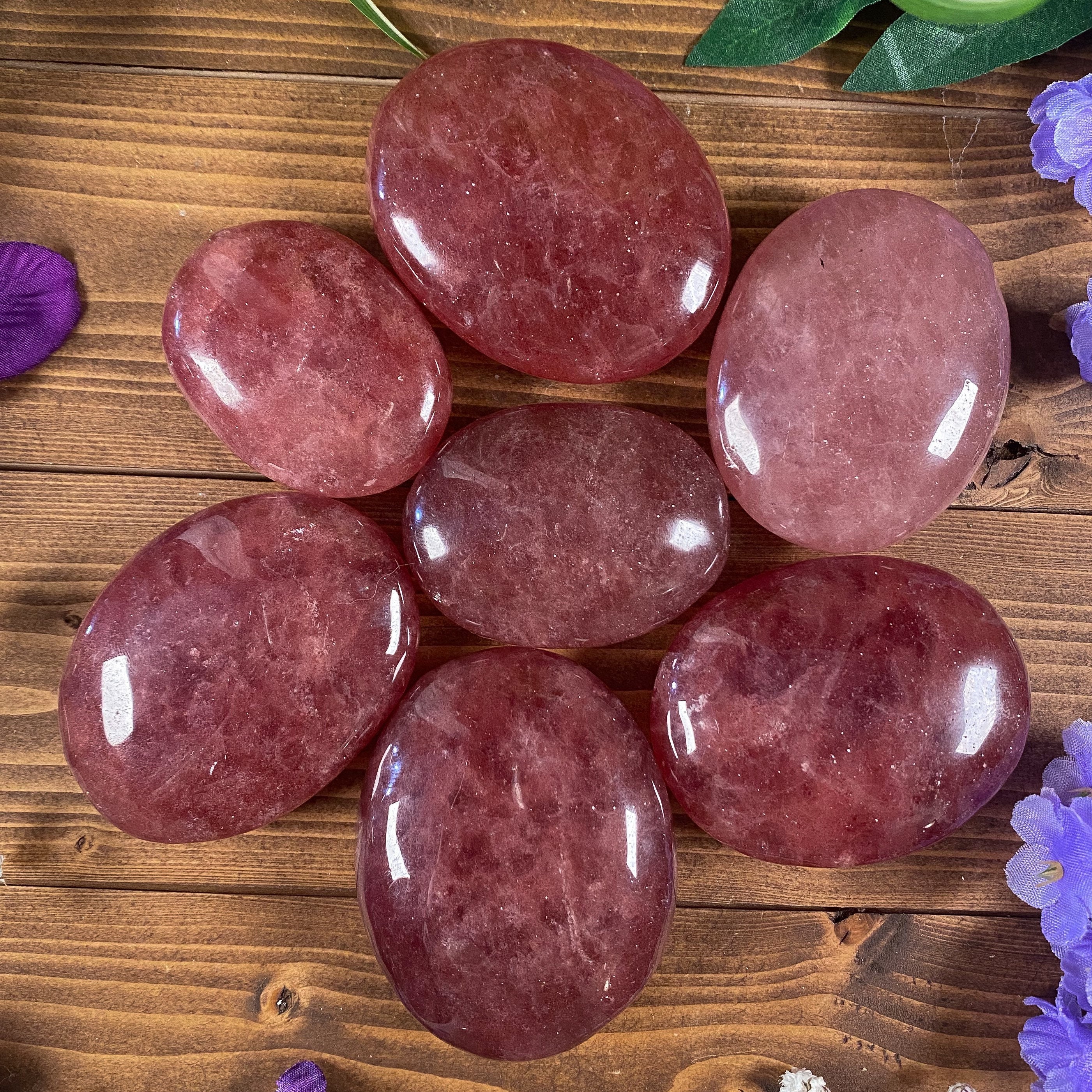 You Choose Strawberry Quartz Palm Stone