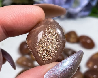 Flashy Sunstone Tumbles, Crystals For Grids, Good Fortune