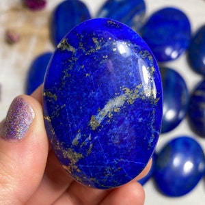 chakra healing crystal #538P LAPIS LAZULI Lazurite Natural polished palm stone 400 grams pocket stone