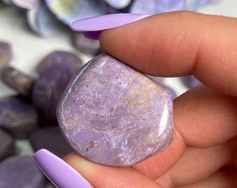 Lavender Purple Jade Tumbles from Turkey, Pocket Crystal, Crystals For Grids