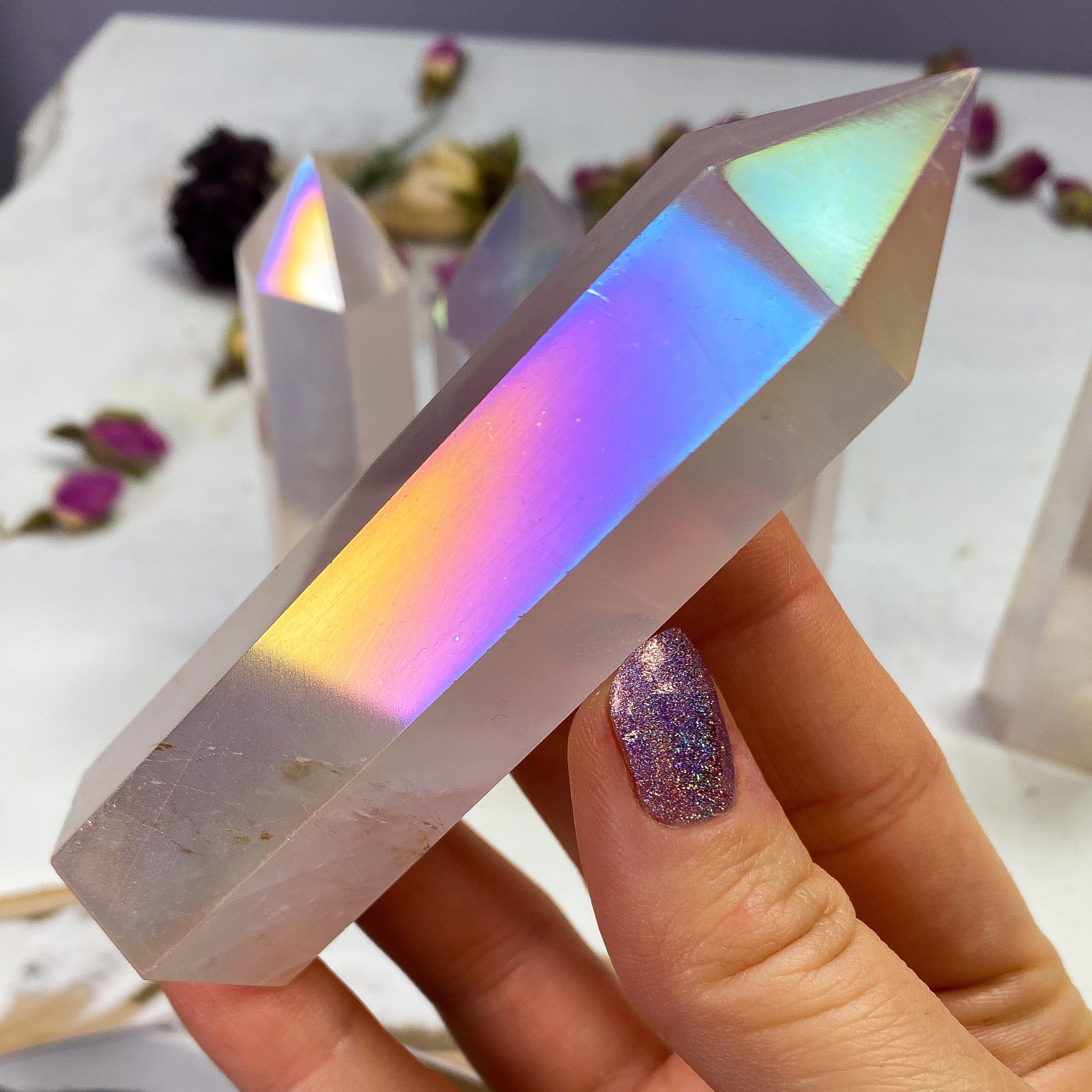 You Choose Angel Aura Rose Quartz Towers