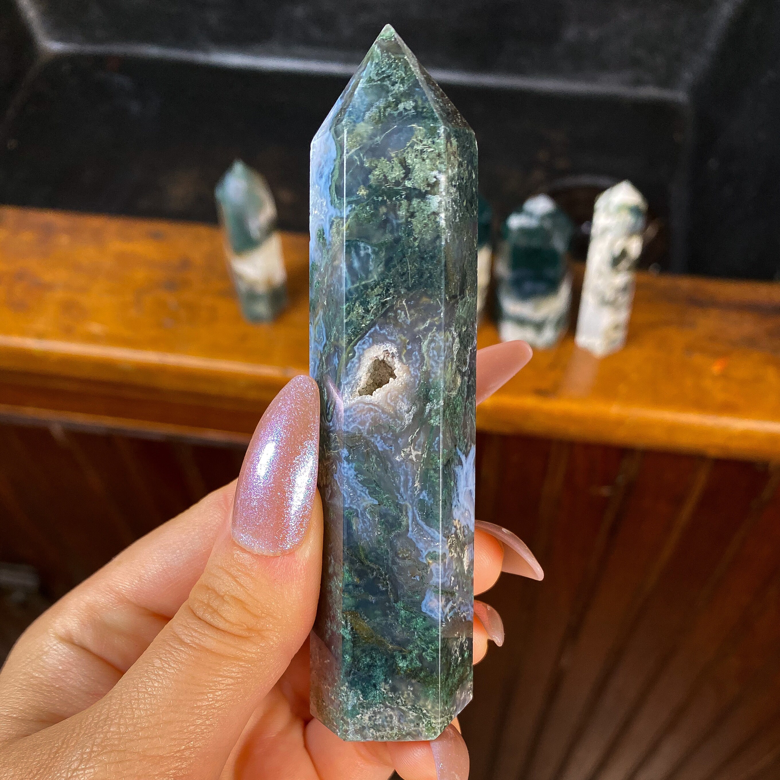 You Choose Beautiful Moss Agate Towers