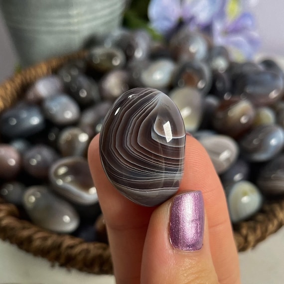 Botswana Banded Agate Tumbles, Good Luck Stone - Etsy