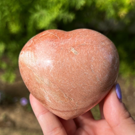 Peach Moonstone Heart, Worry And Anxiety Stone