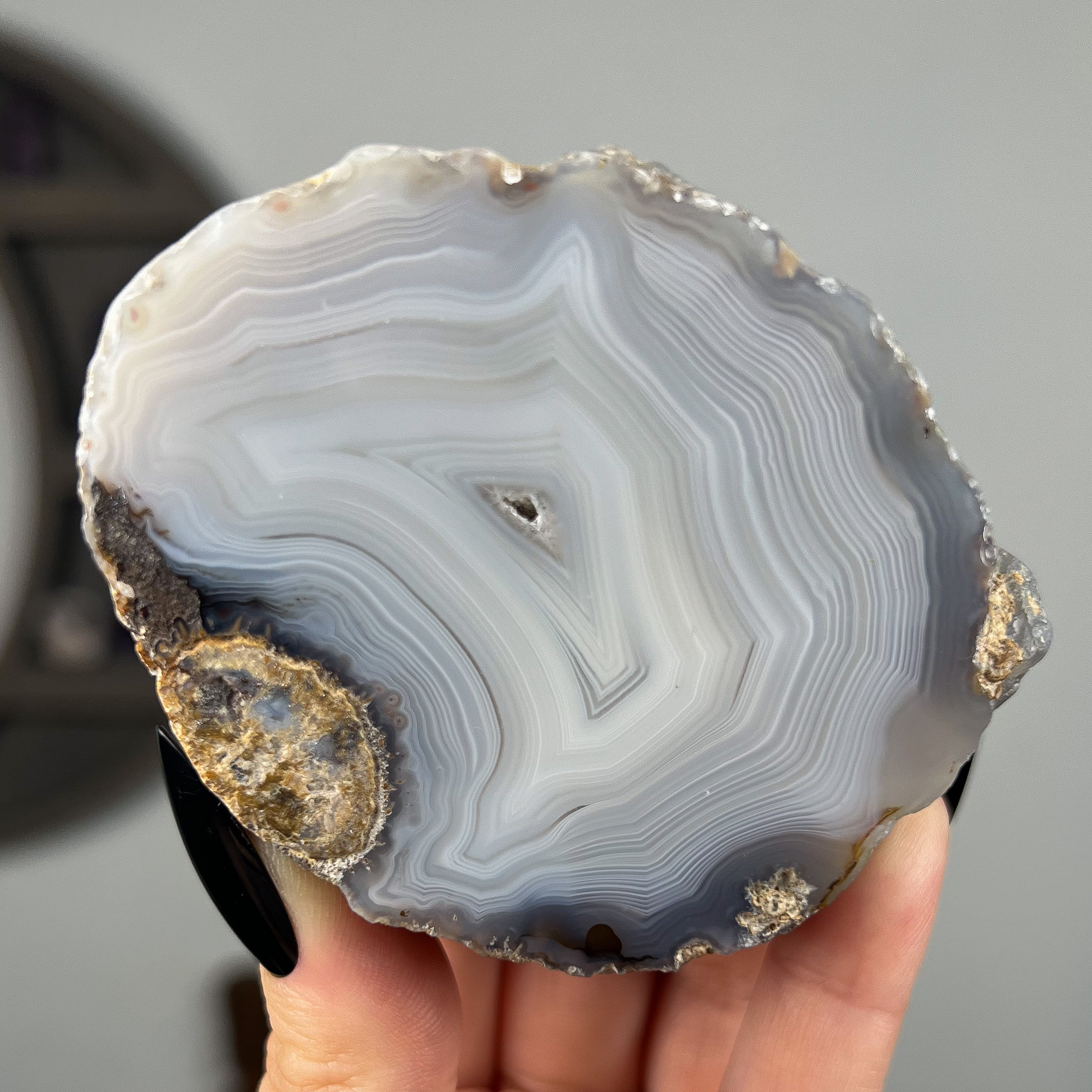 Gray Druzy Laguna Agate, Mexican Agate, Calming Crystal, Good Luck