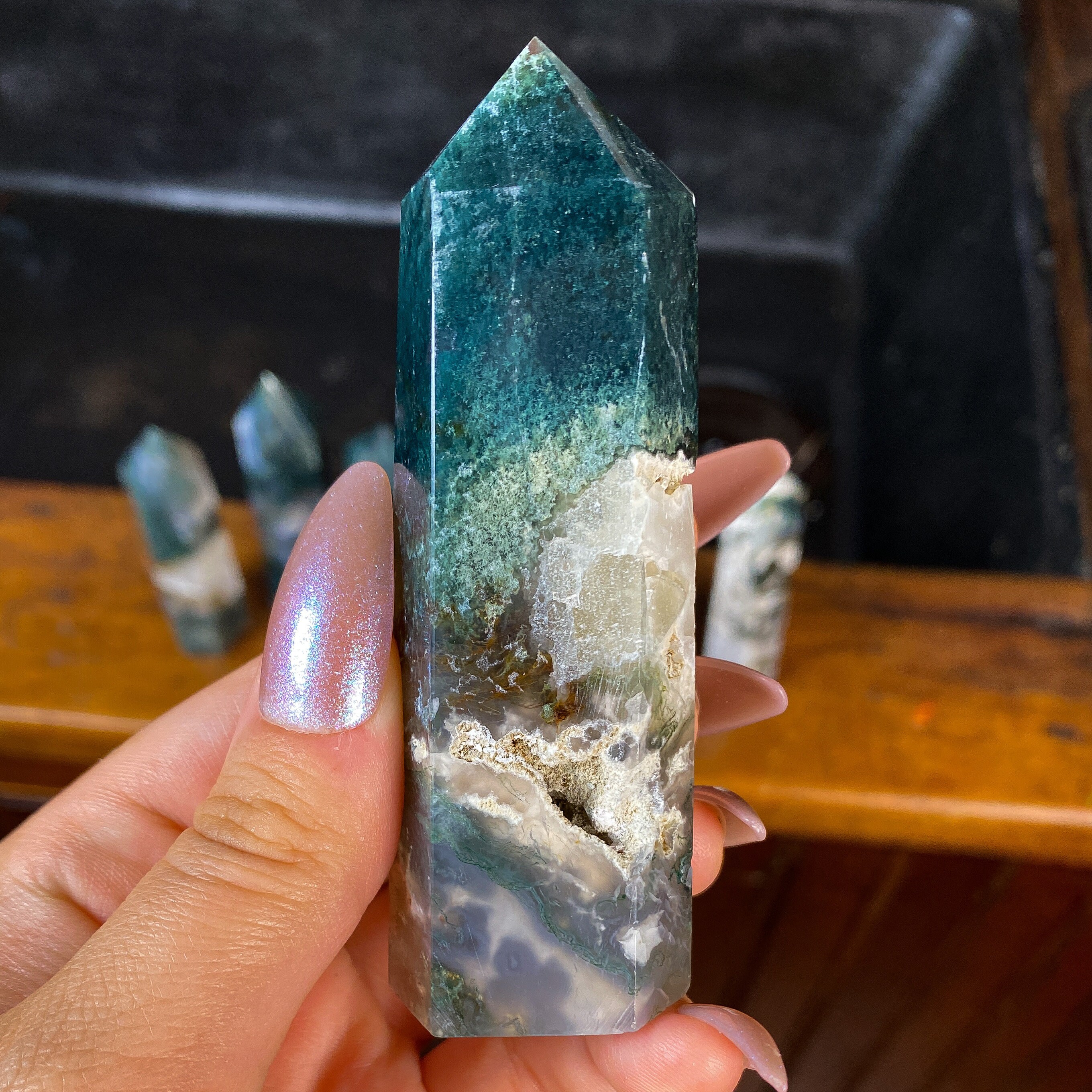 You Choose Beautiful Moss Agate Towers