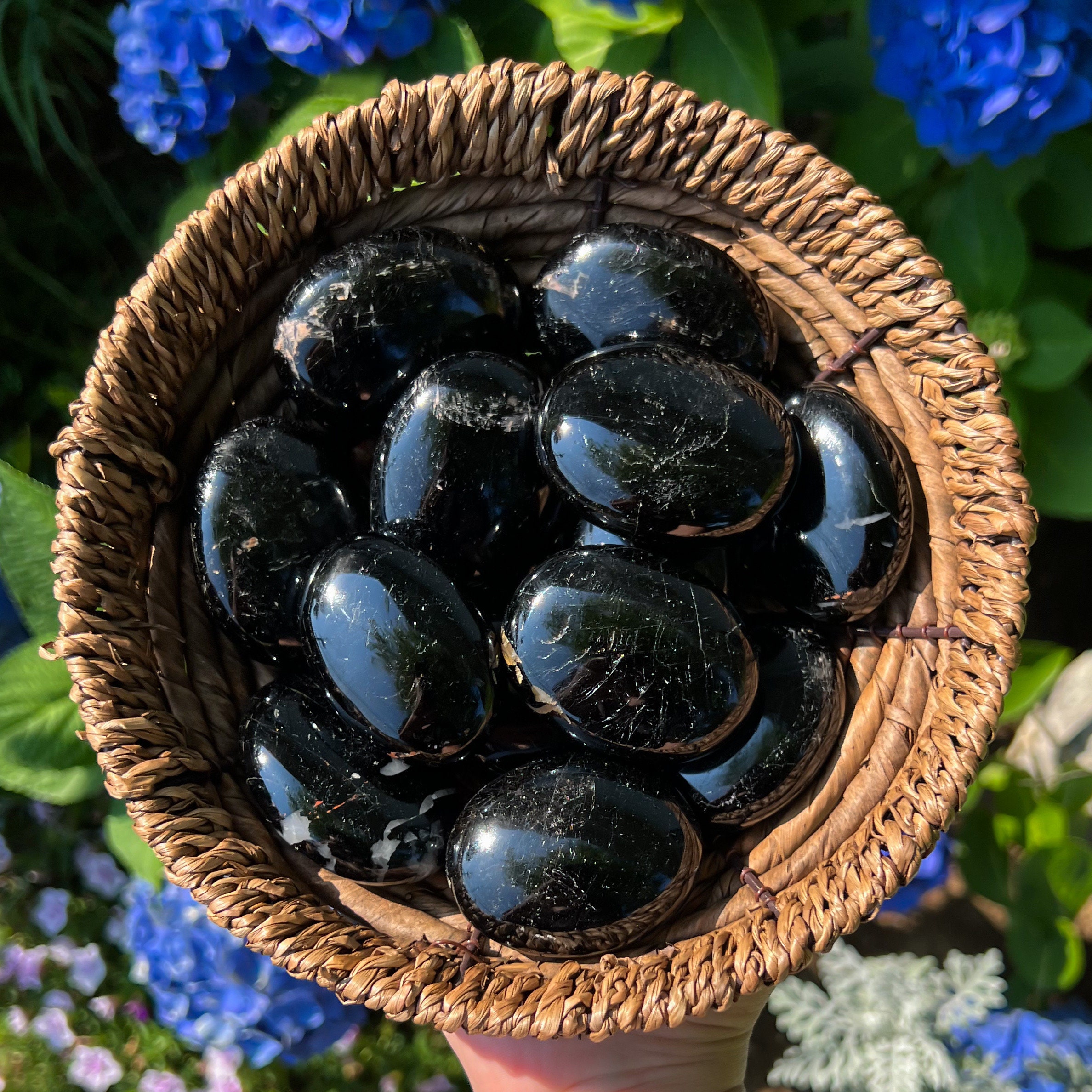 Pietre Di Tormalina Nera 4 Pezzi - Pietre Palmari Naturali Per Chakra E Meditazione