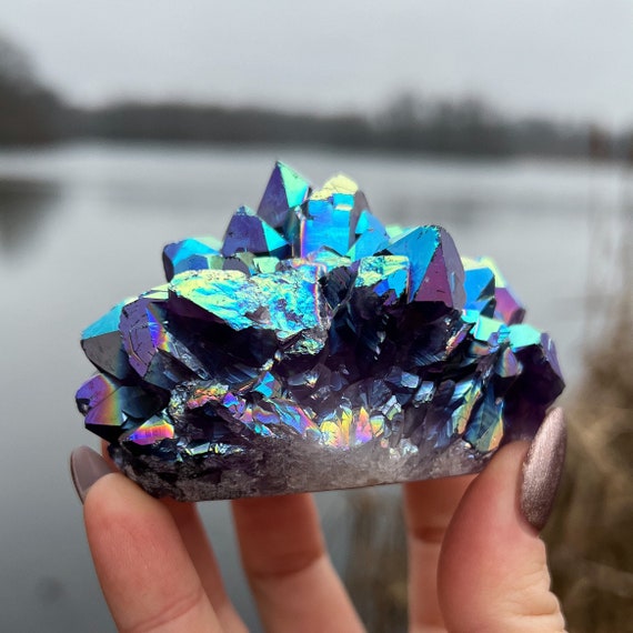 Rare Quality Rainbow Aura Amethyst Cluster