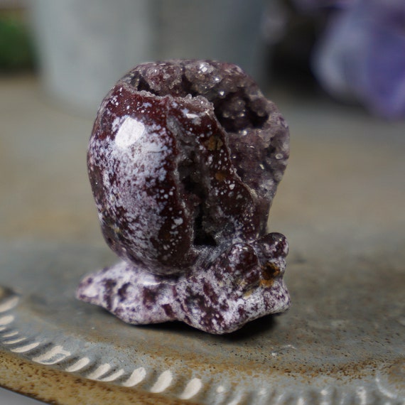 Druzy Sphalerite Mini Snail, Protection Stone, Sparkly Druzy