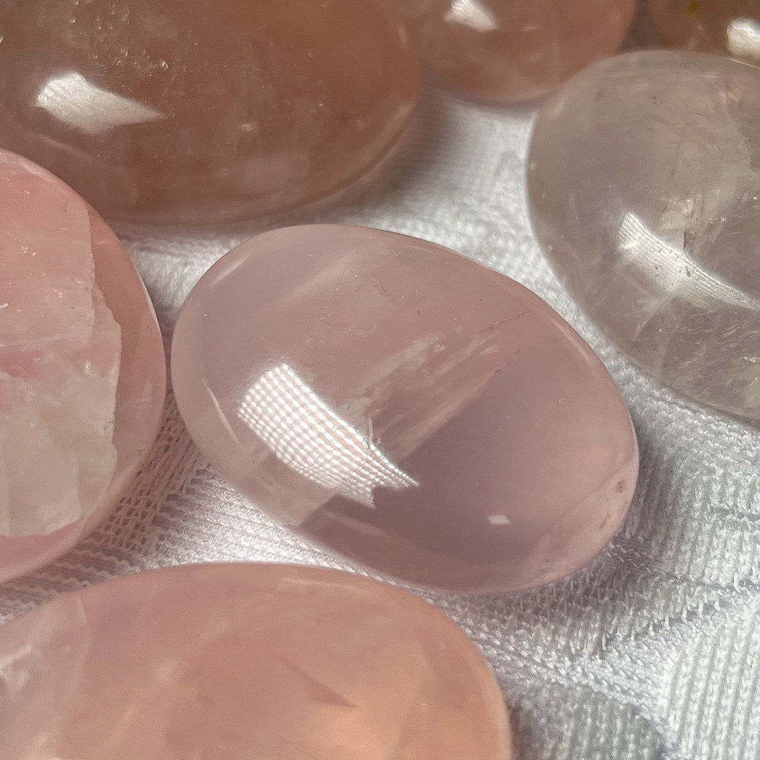 Girasol Rose Quartz Palm Stone: Gemmy Star Rainbow Crystal - Etsy
