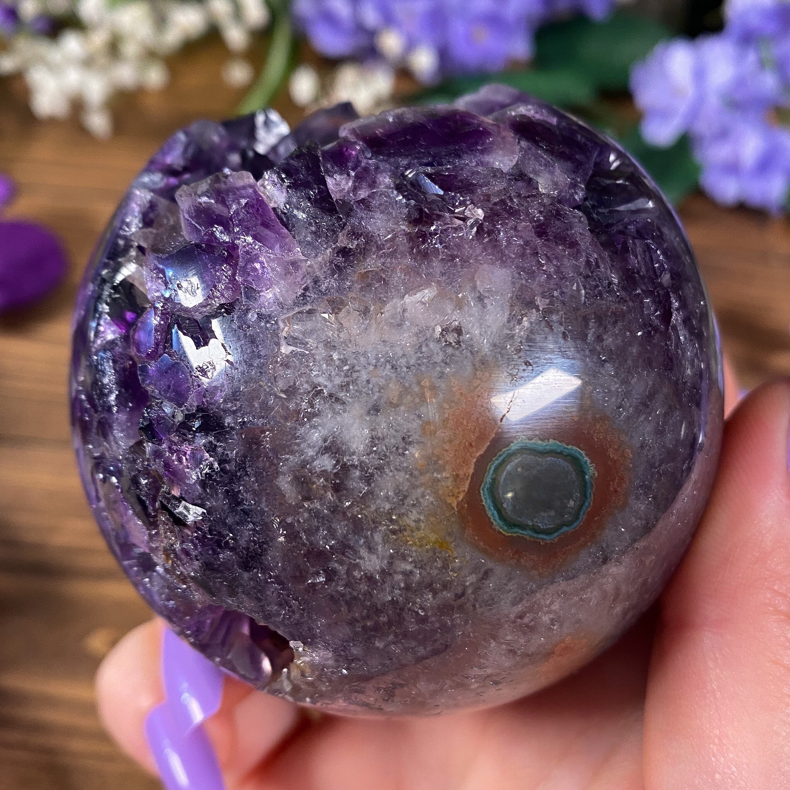 amethyst flower agate sphere amethyst flower agate sphere