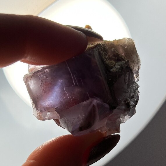 Raw Purple Lavender Blue Cubic Etched Fluorite Cluster, Raw Fluorite