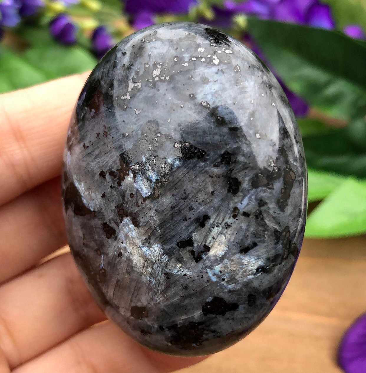 Larvikite Palm Stone
