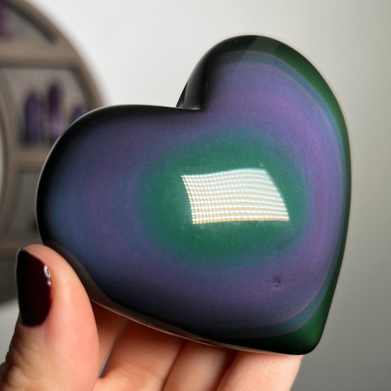 Rainbow Purple Obsidian Heart