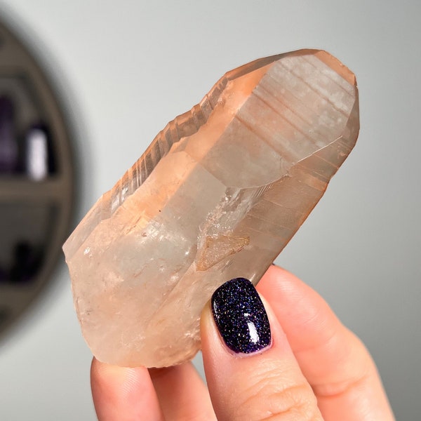 Pink Lemurian Quartz with Hematite, Choose Your Crystal, Raw Stone for Grids, Akashic Records, Amplifier Master Healer Crystal from Brazil