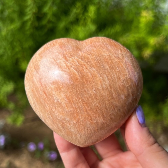 Peach Moonstone Heart, Worry And Anxiety Stone