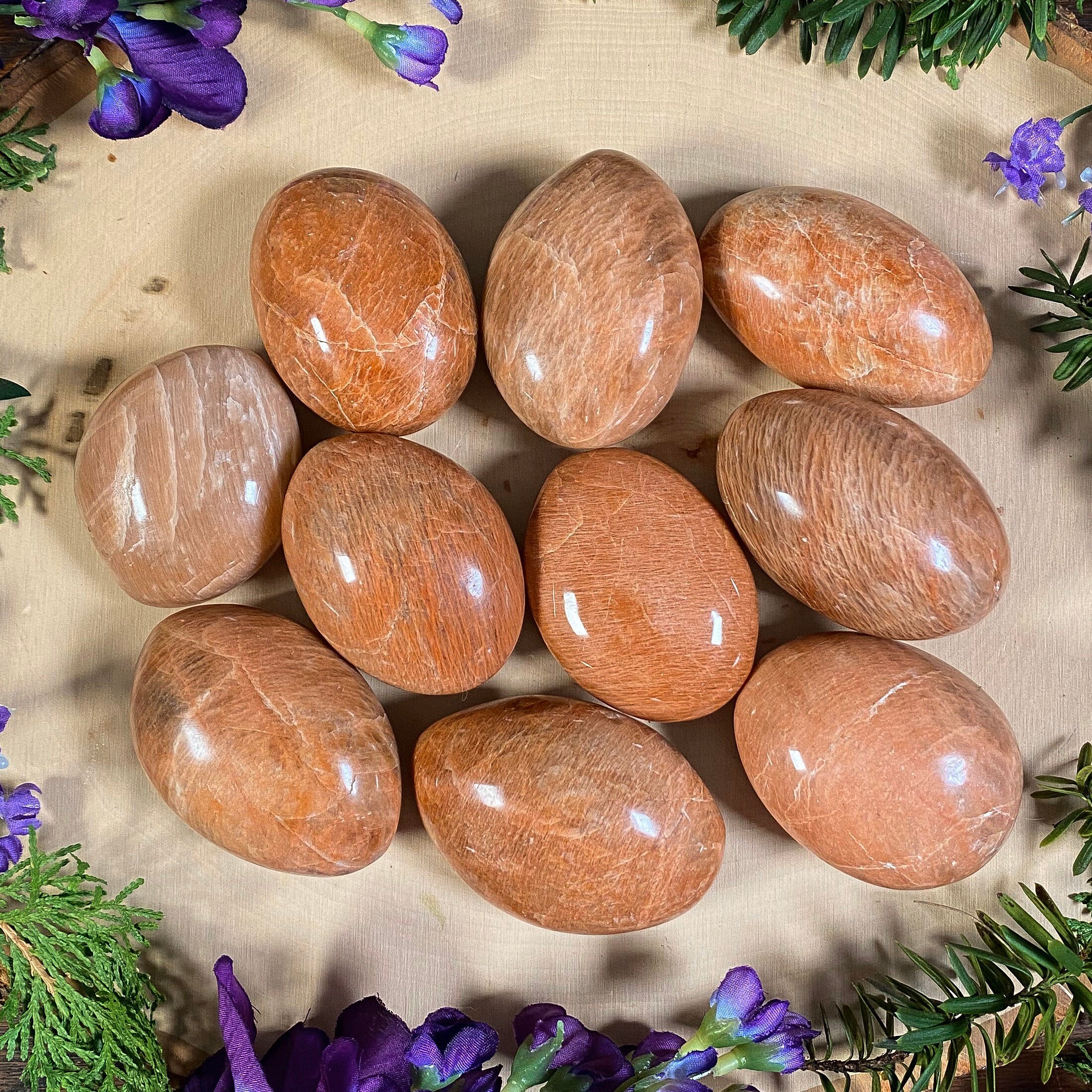 Peach Moonstone Palm Stones