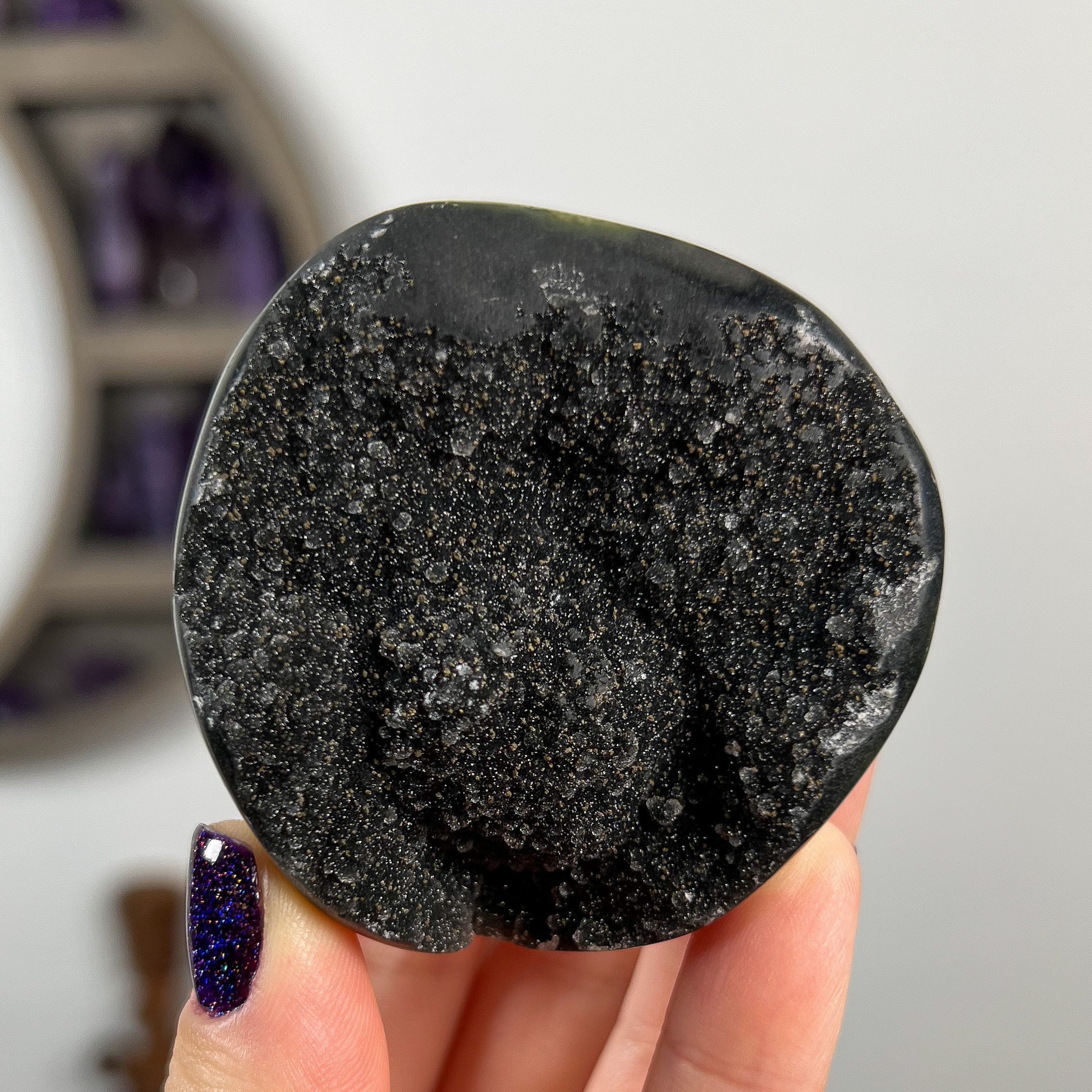 Black Galaxy Jasper Palm Stone